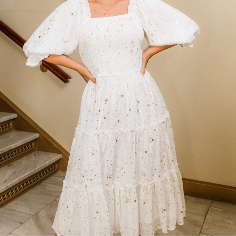 White with gold stars Ivy city co dress